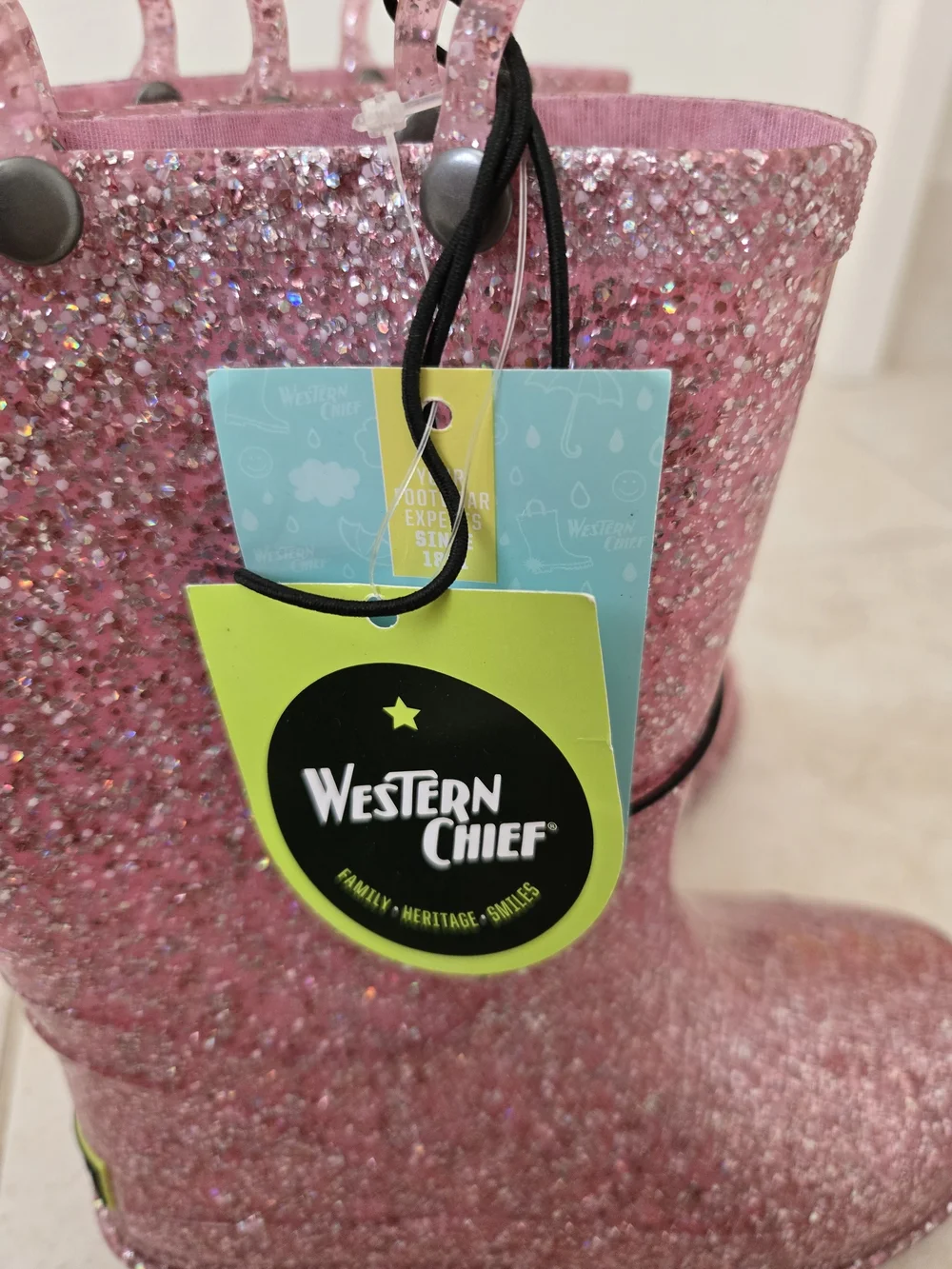 Western Chief Pink Glitter Lighted Rain Boots Size 12 Toddler Girl